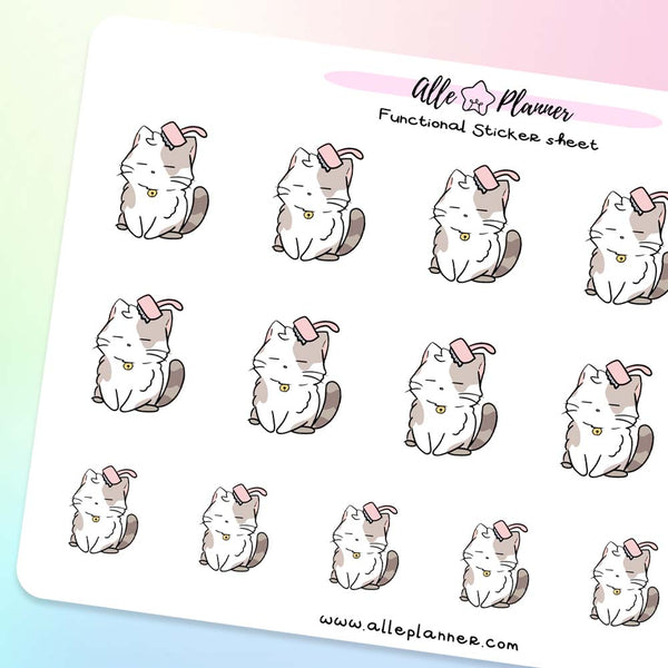 Neko Cat Stickers - 12 Deshedding Pink Ed.