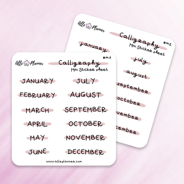 Mini Sheets - Calligraphy Months